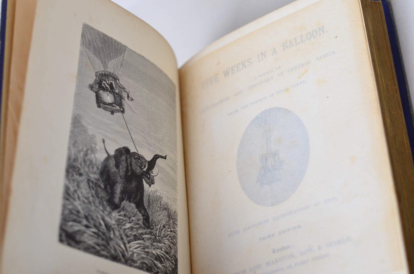Early Edition Five Weeks in a Balloon by Jules Verne 1875