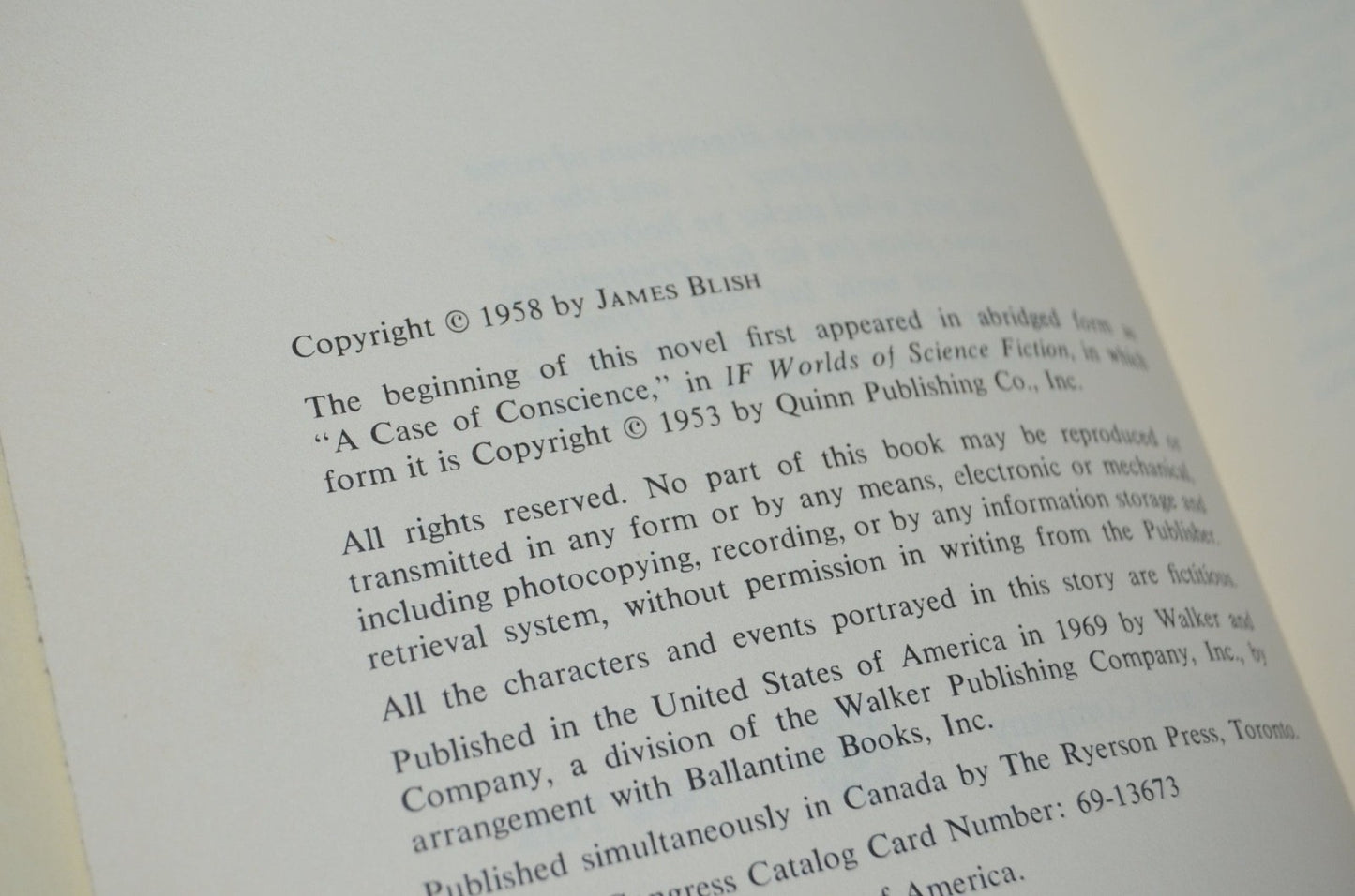 First Edition A Case of Conscience by James Blish 1969